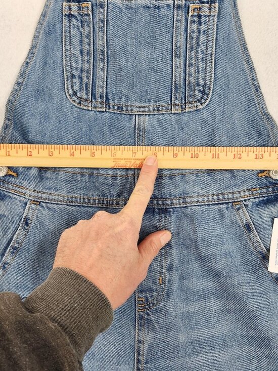 Old Navy Overalls Womens 2 Blue Baggy Wide Leg Denim Jean Bibs Casual NEW - Picture 3 of 10